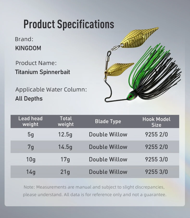 Kingdom Titanium Spinnerbait 5g 7g 10g 14g Farbiger Rock Doppel-Willow-Blade Bass Jig Süßwasser Salzwasser Für Barsch-Angeln – Detail 11