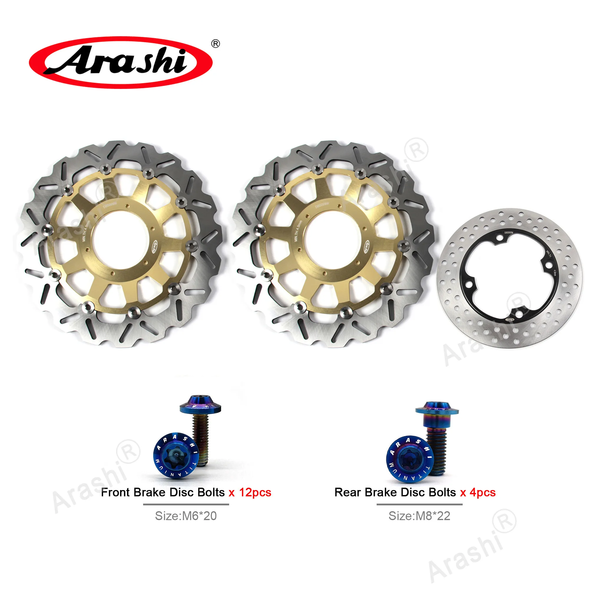 

Arashi For HONDA CBR954RR 2002 2003 CNC Full Floating Front Rear Brake Disc Rotors CBR 929 RR 2000 2001 CBR954RR Mounting Bolt