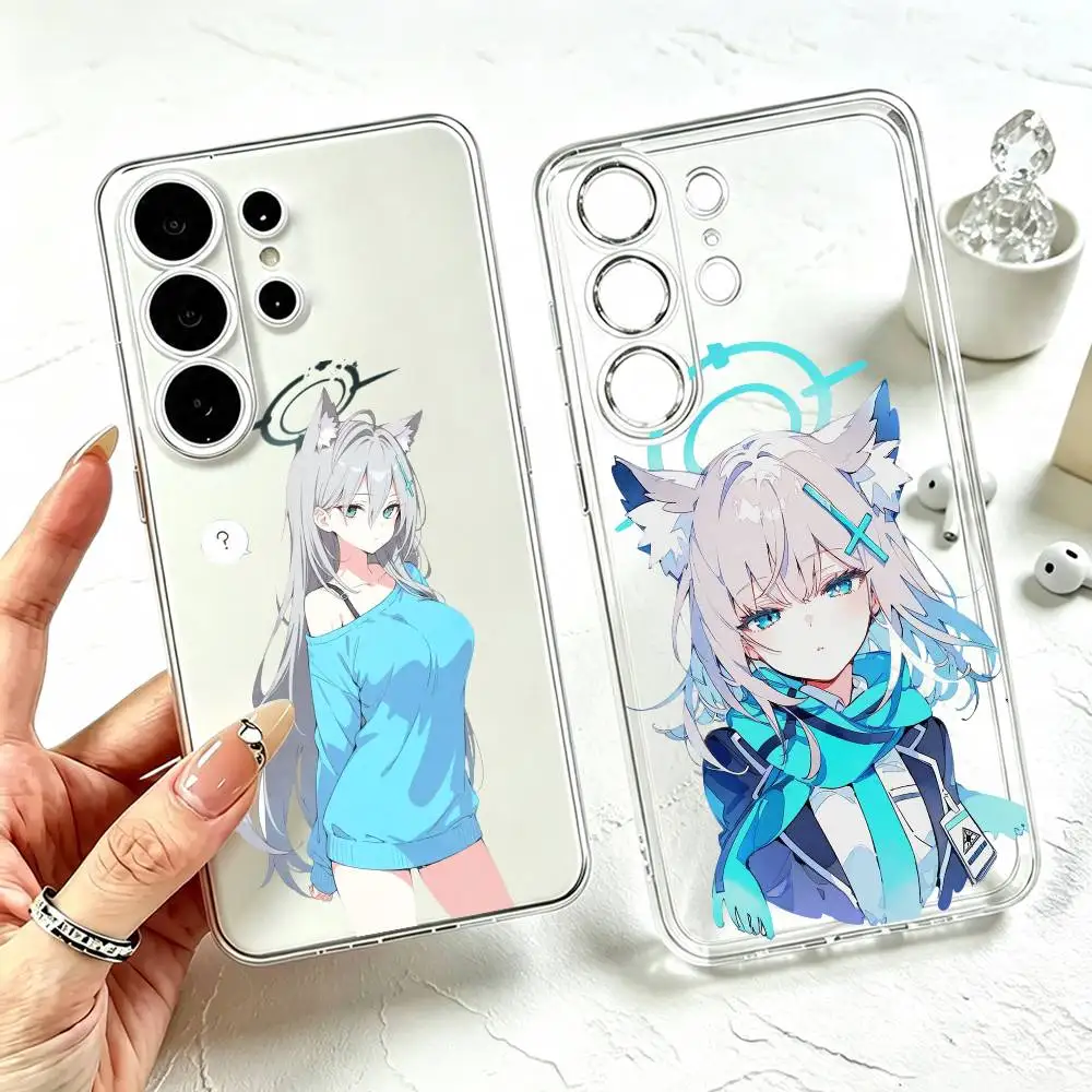 S-Sunaookami Shiroko  Phone Case Transparent Silicone Soft For Samsung S25,S24,S21,S22,S23,S30,Ultra,S20,Plus,Fe