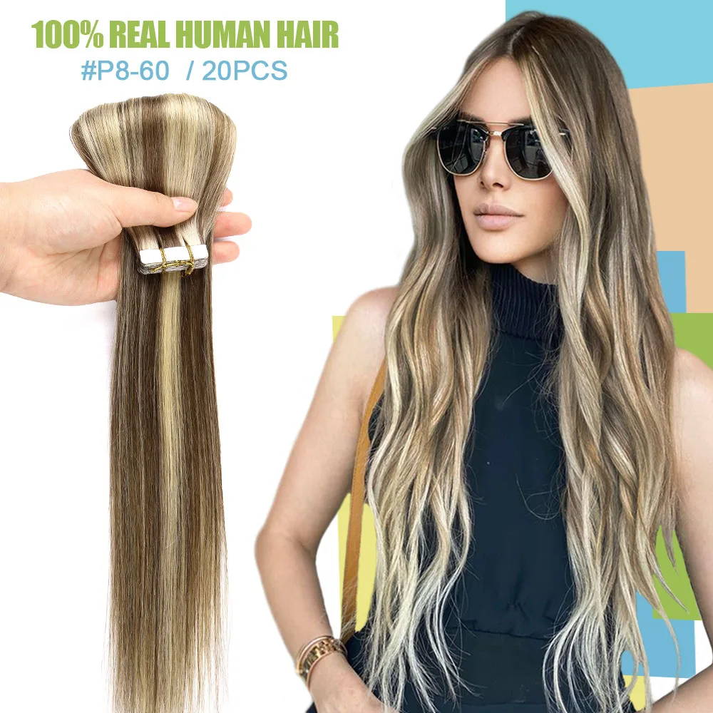 

Straight Tape In Hair Extensions Human Hair 100% Brazilian Remy Human Hair Invisible Seamless Tape In Hair Extensions 20pcs 50g