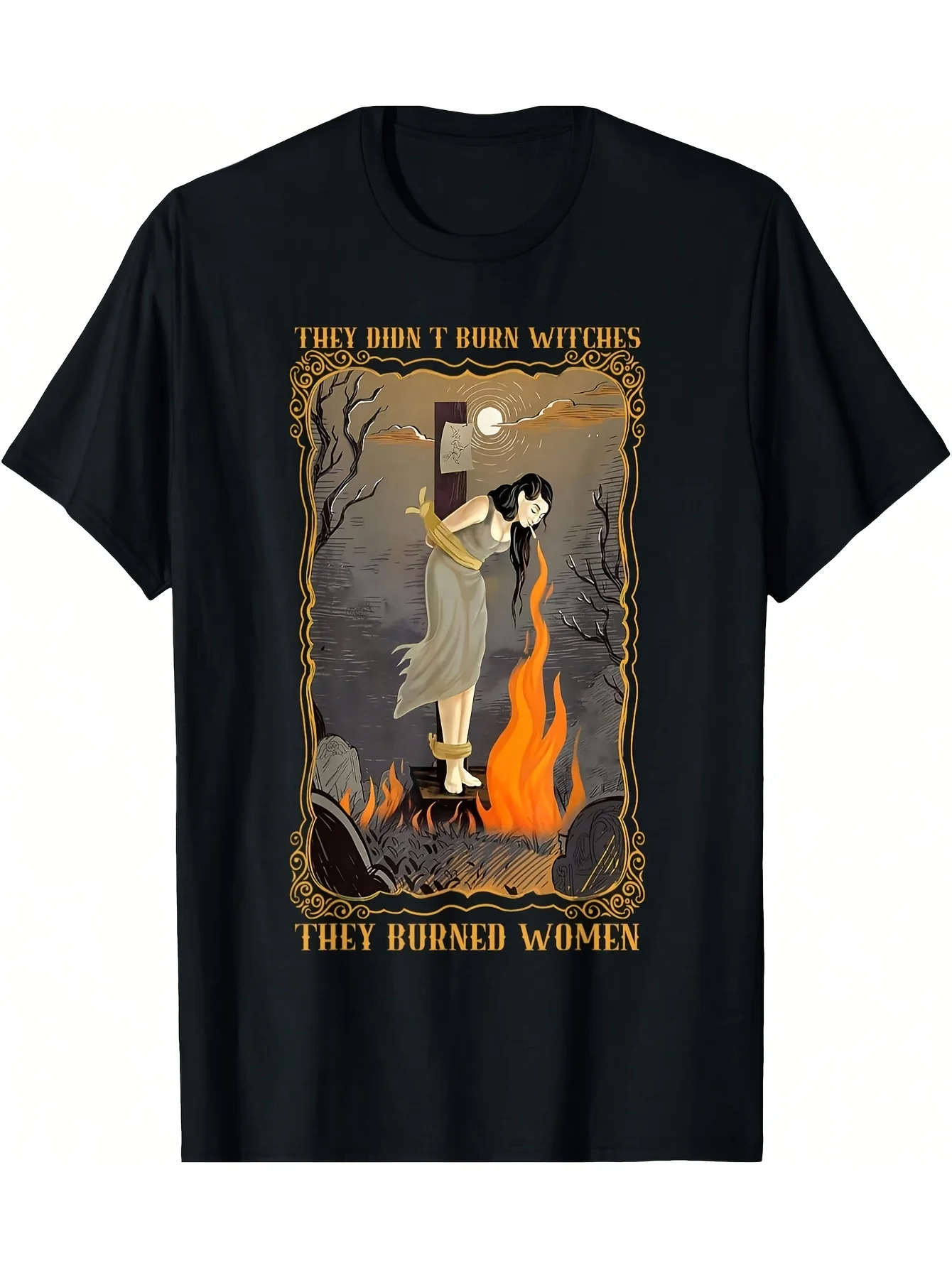 

Женская футболка «Теи не ожгут ведьм, они ожогов» — черная феминистская футболка унисекс