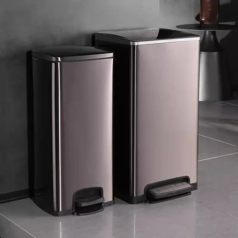 

Современный минималистичный кухонный мусорный бак из нержавеющей стали с офисным покрытием, большая емкость, педальный мусорный бак, коммерческие товары для дома FYWB