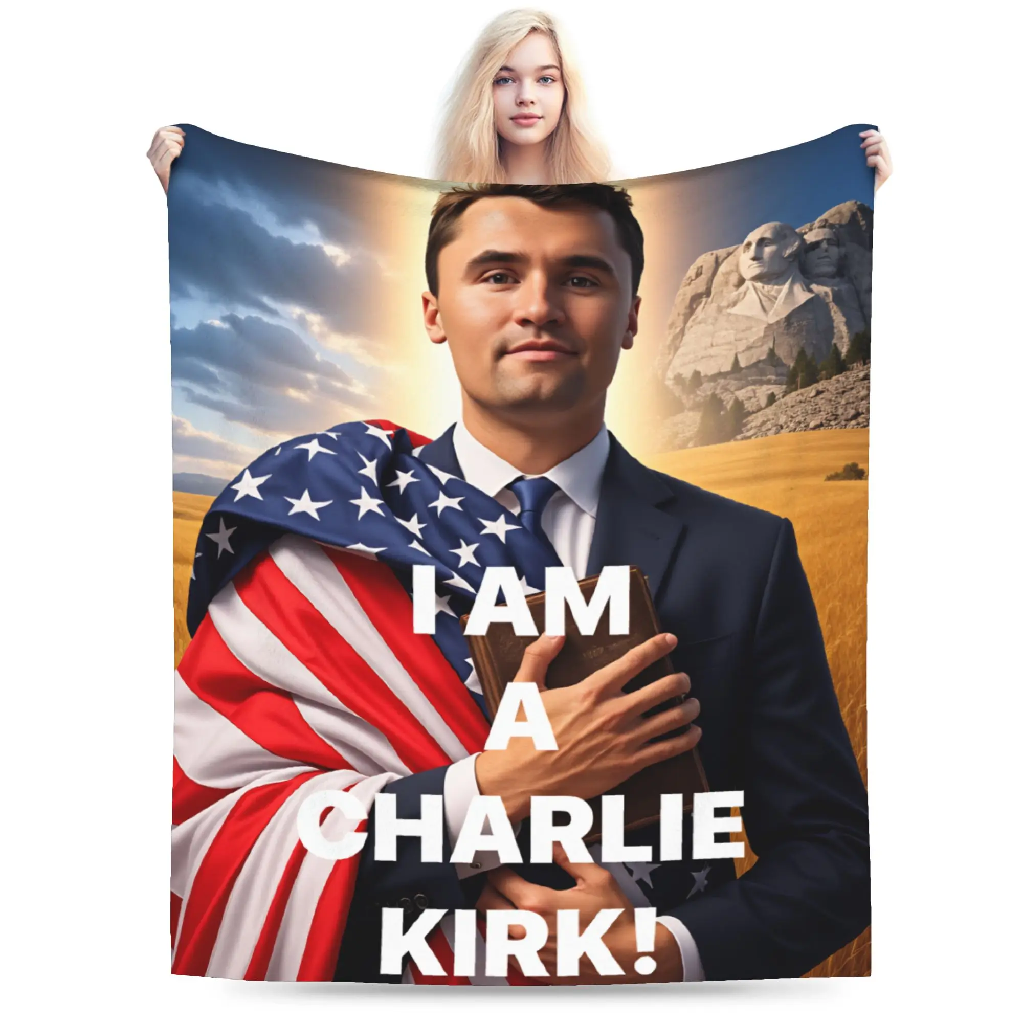 Charlie Kirk Angelic Advocate Met George Floyd Deken Meisjes Flanel Gooi Deken Voor Woonkamer Zachte Kwaliteit Sprei Cadeau