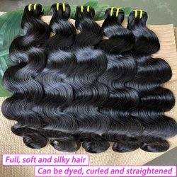 Body Wave Bundles 100% Unprocessed Raw Vietnamese Human Hair Wavy Curly Hair Weave Extensions Natural Black Color For Women