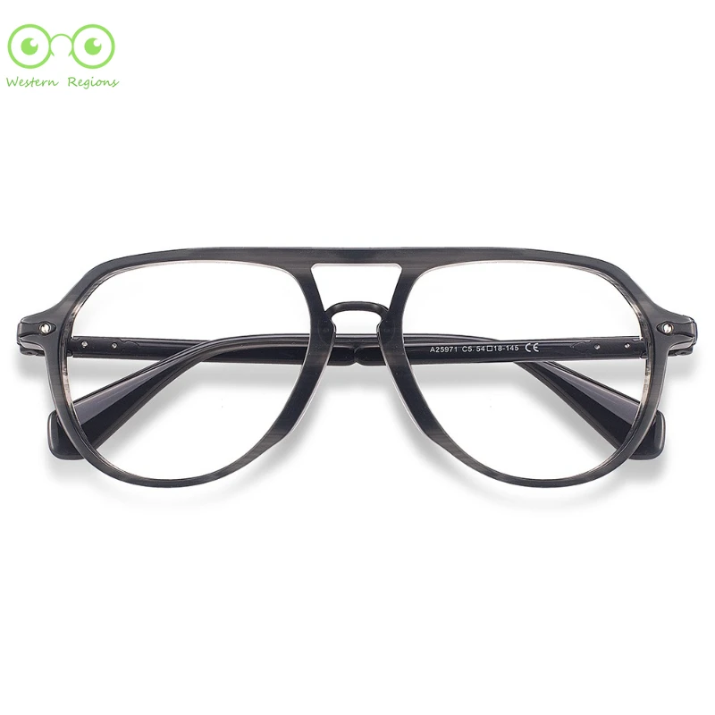 

Simple double beam personalized and fashionable Korean style new acetate metal mixed high-end men's large frame optical frame