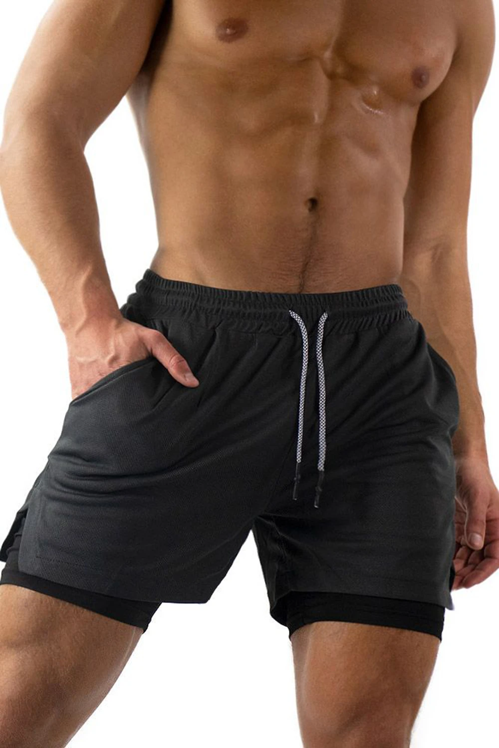 2025 الرجال السراويل الرياضية اثنين في واحد تنفس عادية التجفيف السريع طبقة مزدوجة السراويل الصيف تشغيل رياضية الصالة الرياضية ShortsM-3XL #3