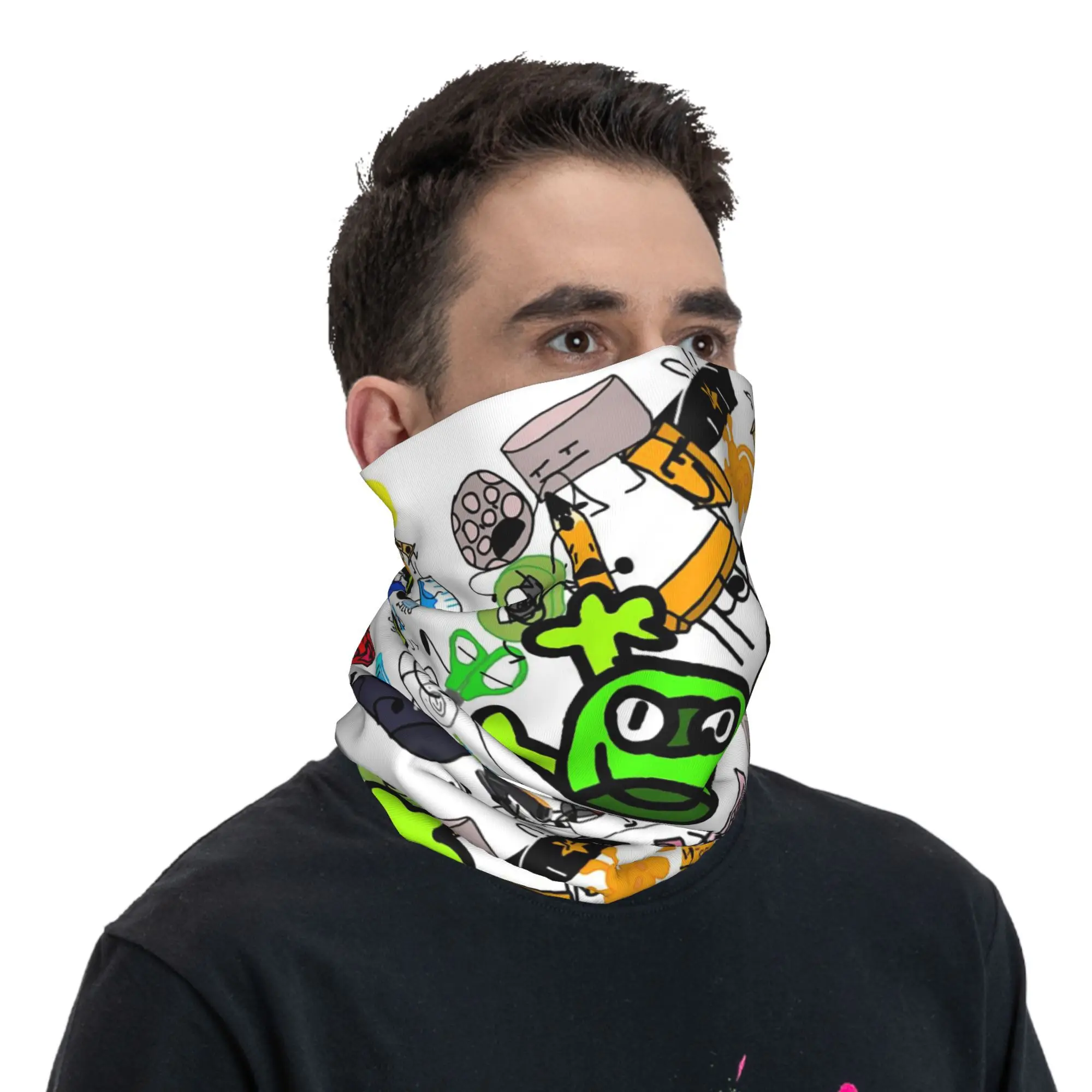 BFDI  Bandana Neck Cover Printed Wrap Scarf Warm Headwear Cycling Unisex Adult Washable