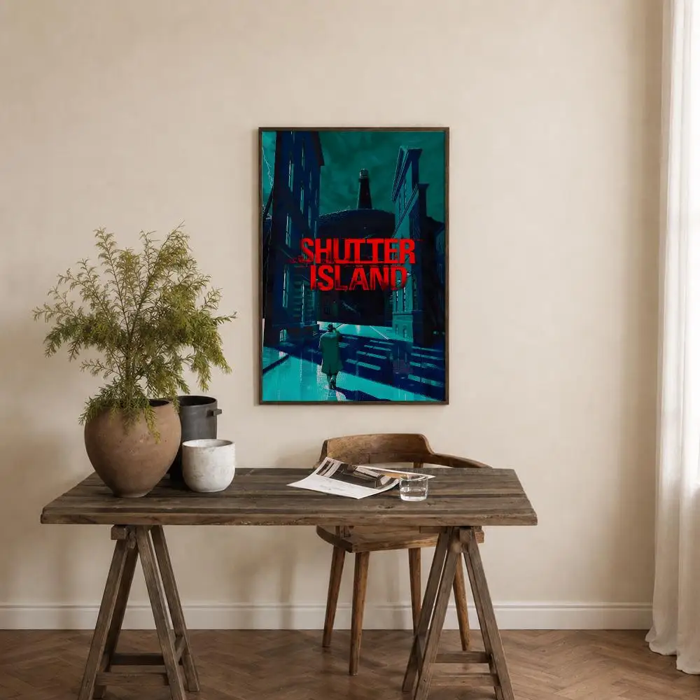 Movie Shutter Island Poster Self‑Adhesive Waterproof PP Poster Coffee House Bar Wall Art Sticker Room Home Decor