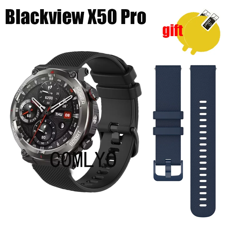 For Blackview W50 Pro Strap smart watch Silicone Bracelet Band Screen Protector Film