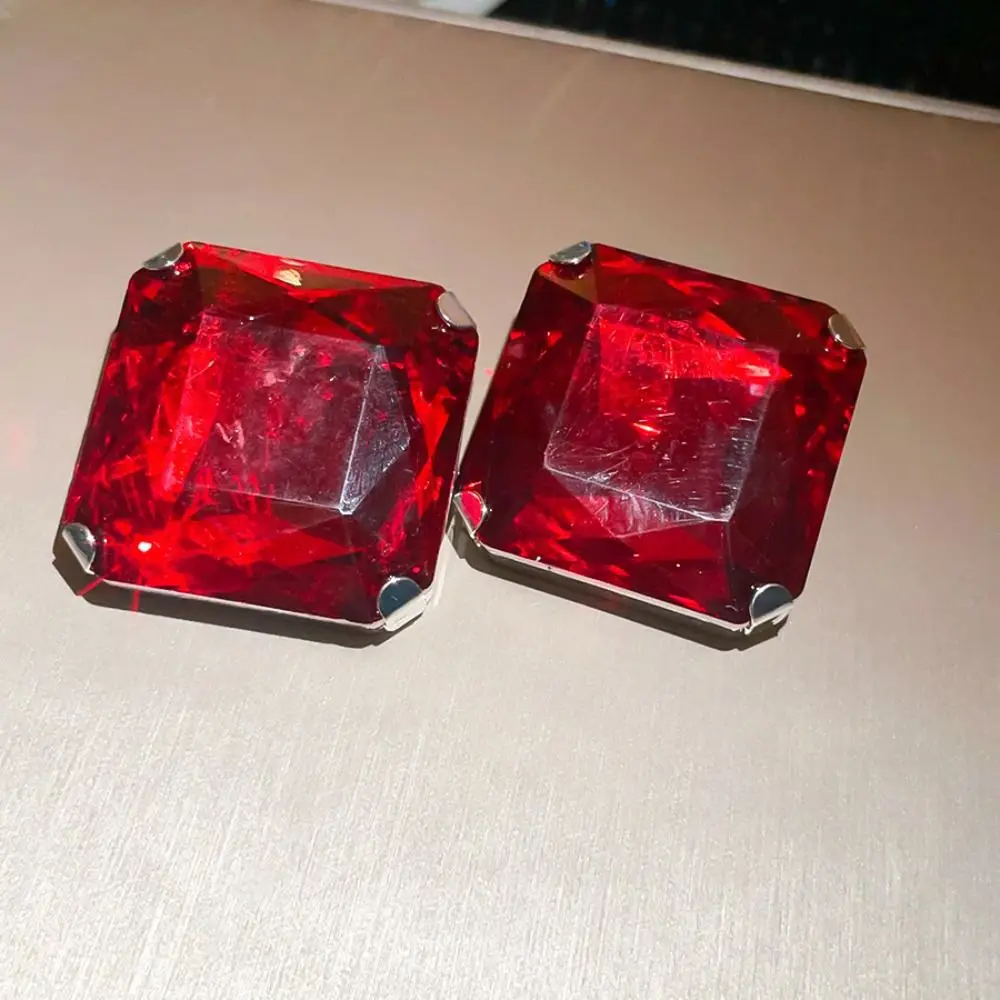 Square Shape Square Rhinestone Earrings Rhinestone Crystal Exaggerated Giant Vintage Wedding Earrings Jewelry Accessories