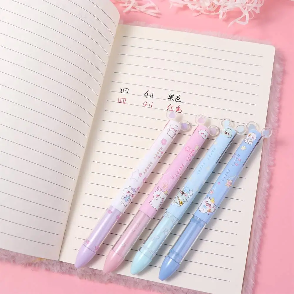 

4 шт. Забавная двухцветная шариковая ручка из АБС-пластика, мини-ухо, студенческая ручка для письма, выдвижная двухцветная гелевая ручка 0,5 мм, гладкое письмо