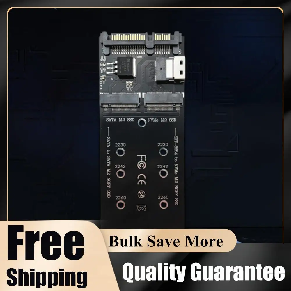 M.2 To SATA Adapter SFF-8654 To M2 NVME SSD Converter 22Pin SATA To M2 Expansion Card 2 in 1 Combo Adapter Fit for Mainboard