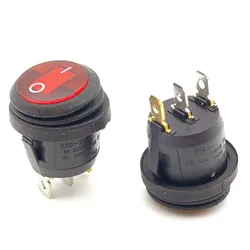 Mini interruptor basculante impermeable de forma redonda KCD1, encendido/apagado, equipo eléctrico con potencia de iluminación, 3 pines, 6A 250VAC/10A 125VAC, 1/4 piezas