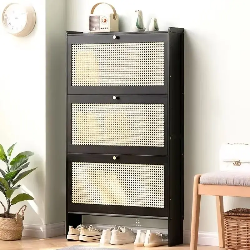 Ultra-thin Tipping Bucket Shoe Cabinet Large Capacity Entryway Shoe Rack Space Saving Design Slim Storage Organizer for Home