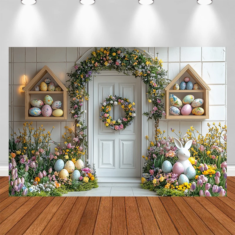 LS Photography Background Spring Easter Cabin Carrots Flower Eggs Kids Birthday Party Portrait Decor Backdrop Photo Studio