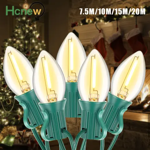 빈티지 C7 문자열 빛 220V EU 110V 미국 Led 조명 Garlands 방수 정원 야외 레트로 웨딩 장식 생일 빛