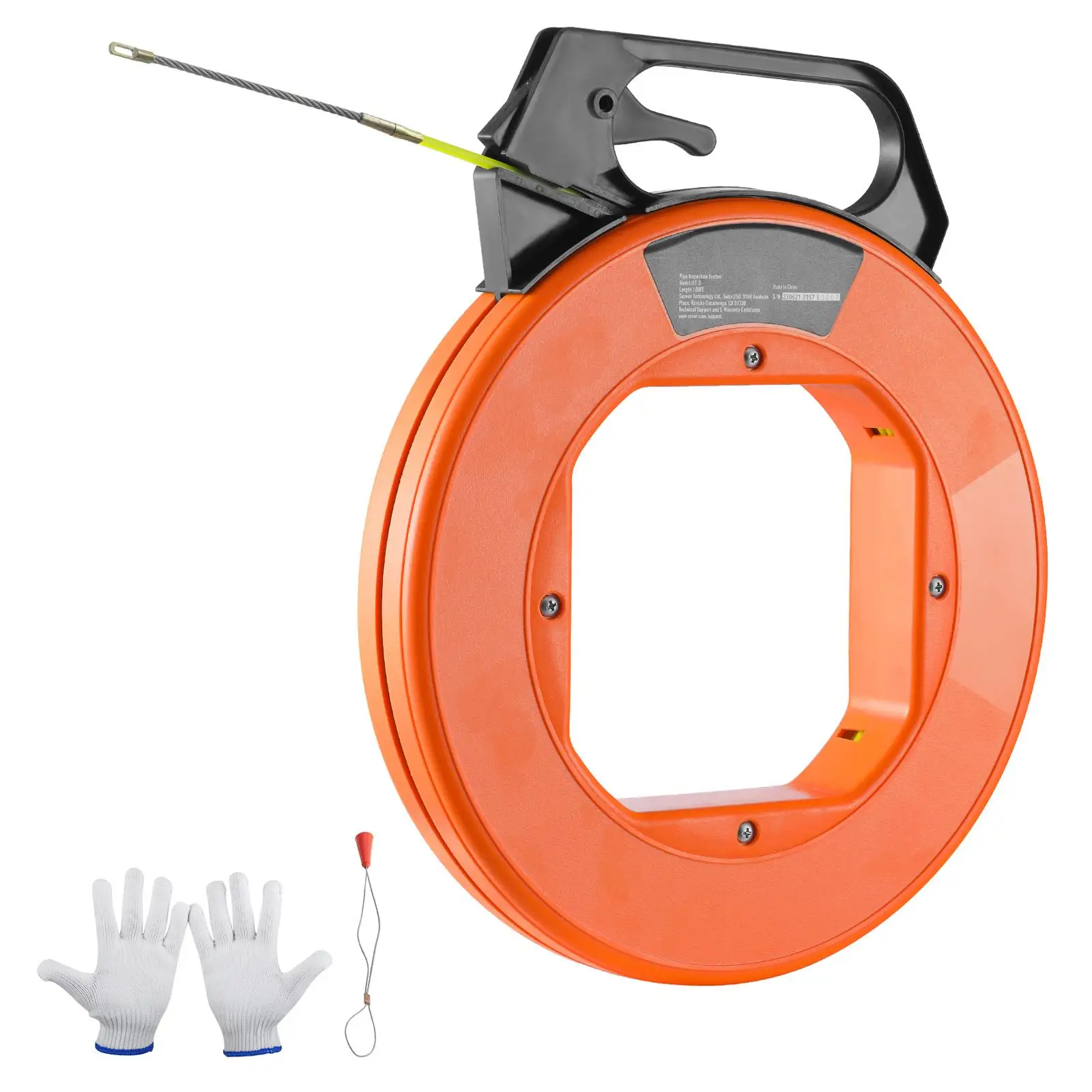 100FT Fish Tape 3/16 Inch Fiberglass Cable Guide with Protective Casing and Comfortable Grip for Wall Electrical Duct Wire RoutingInsulating Wire Pulling Tool