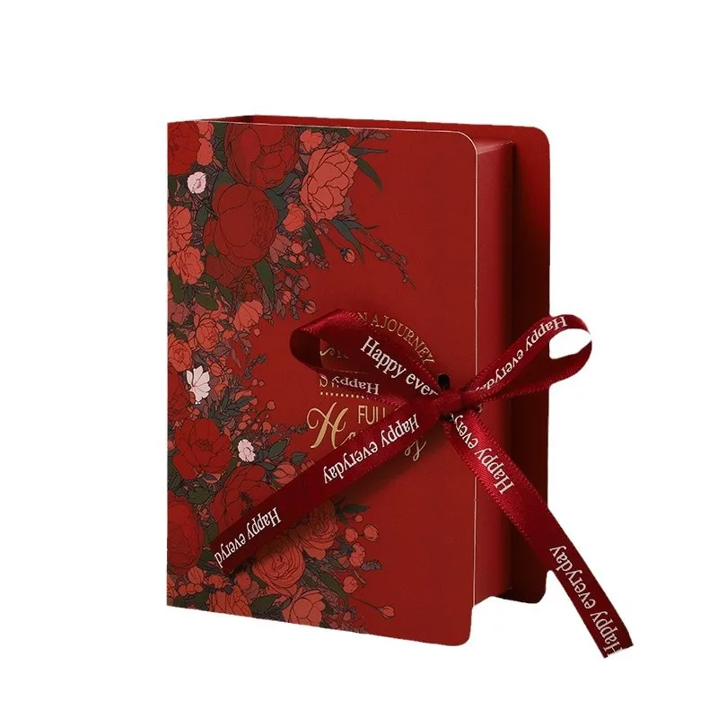 Exquisite Schokoladen-Geschenkbox in Buchform, Geschenkverpackung mit Band, Pappe, Süßigkeiten-Geschenkbox für Hochzeit, Valentinstag – Detail 4