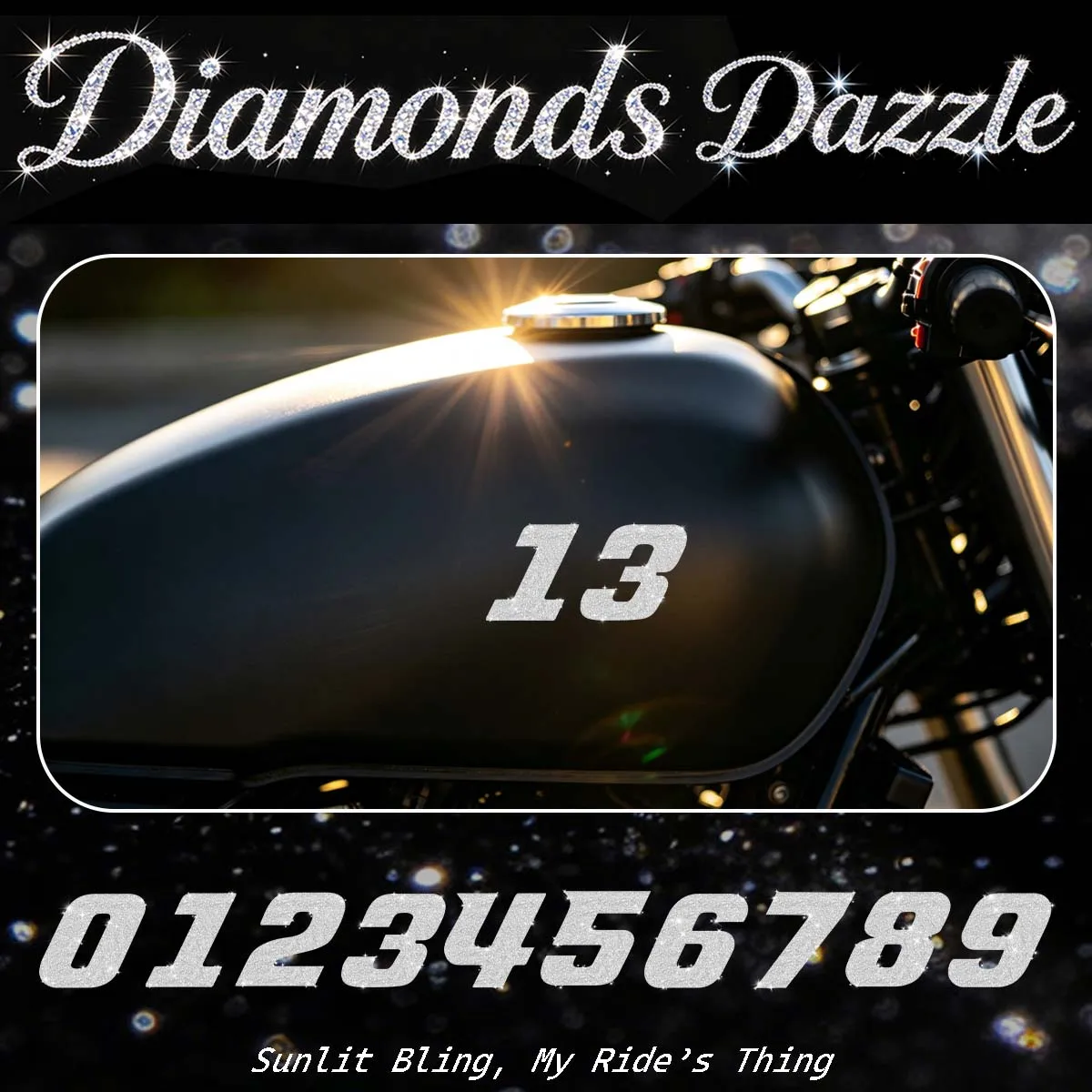 

Diamond Dazzle Number Motorcycle Stickers Moto Bike Helmet Side Box Body Car Laptop Decor Reflective Vinyl Accessories Decals