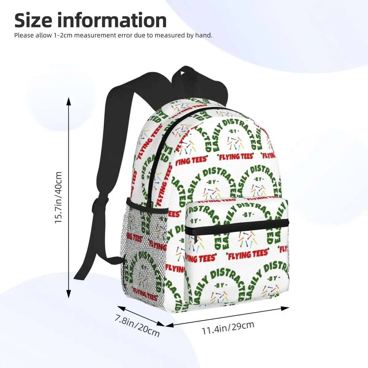 Facilmente distratto da Flying Tees Golf Humor Zaino Zaino BookBag di grande capacità Borsa da scuola Borse a tracolla per uomo Donna
