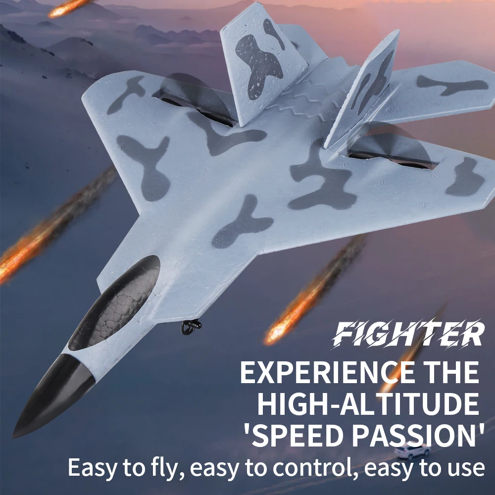 RC Fighter 2.4G Remote Control Plane Anti-collision Soft Rubber Head Glider with Culvert Design Aircraft RC Toys for Children