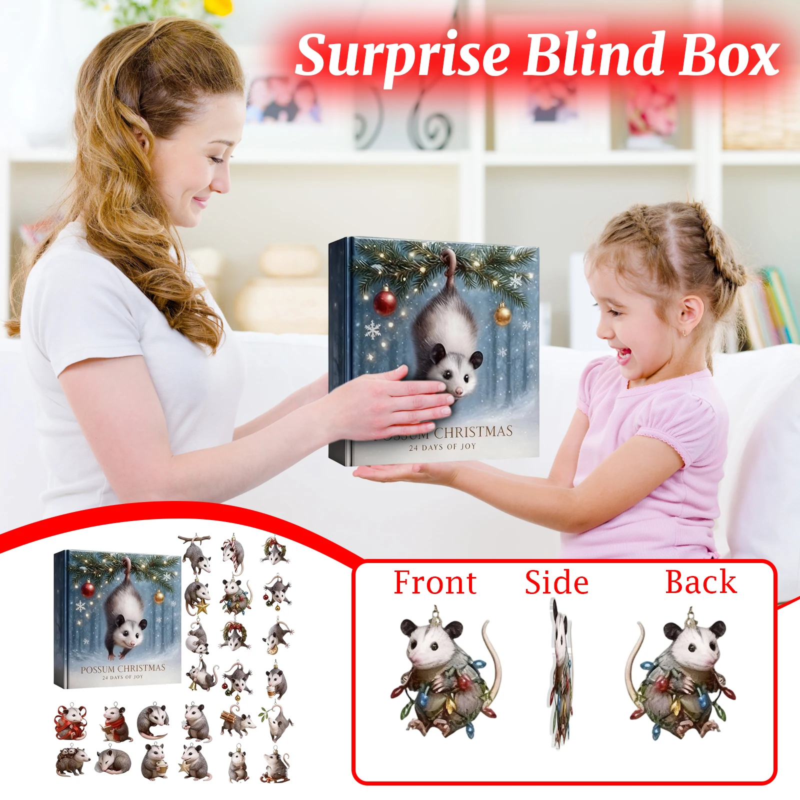 بوسوم عيد الميلاد تقويم القدوم 2D الاكريليك الطباعة على الوجهين جميل بوسوم قلادة 24 يوم عيد الميلاد العد التنازلي التقويم #6