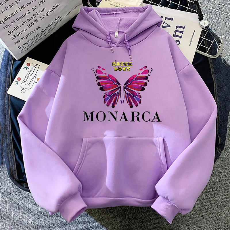 2024 Y2K Eladio Carrion Sauce Boyz Monarca Hoodies Rose Graphic Sweatshirt Fashion Manga Anime Clothes Men/women Casual Fleece S