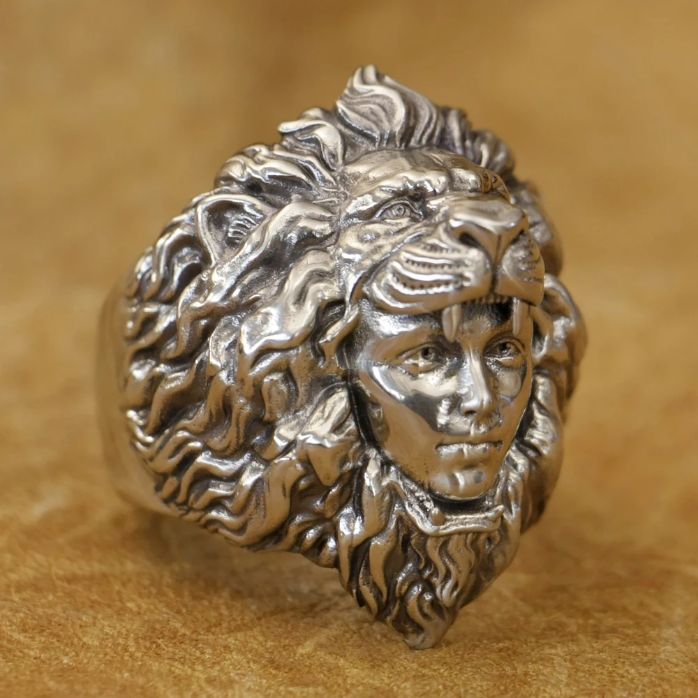 Huge Cupronickel Lion Beauty Biker Ring Punk Jewelry CP349 Open US Size 8-15