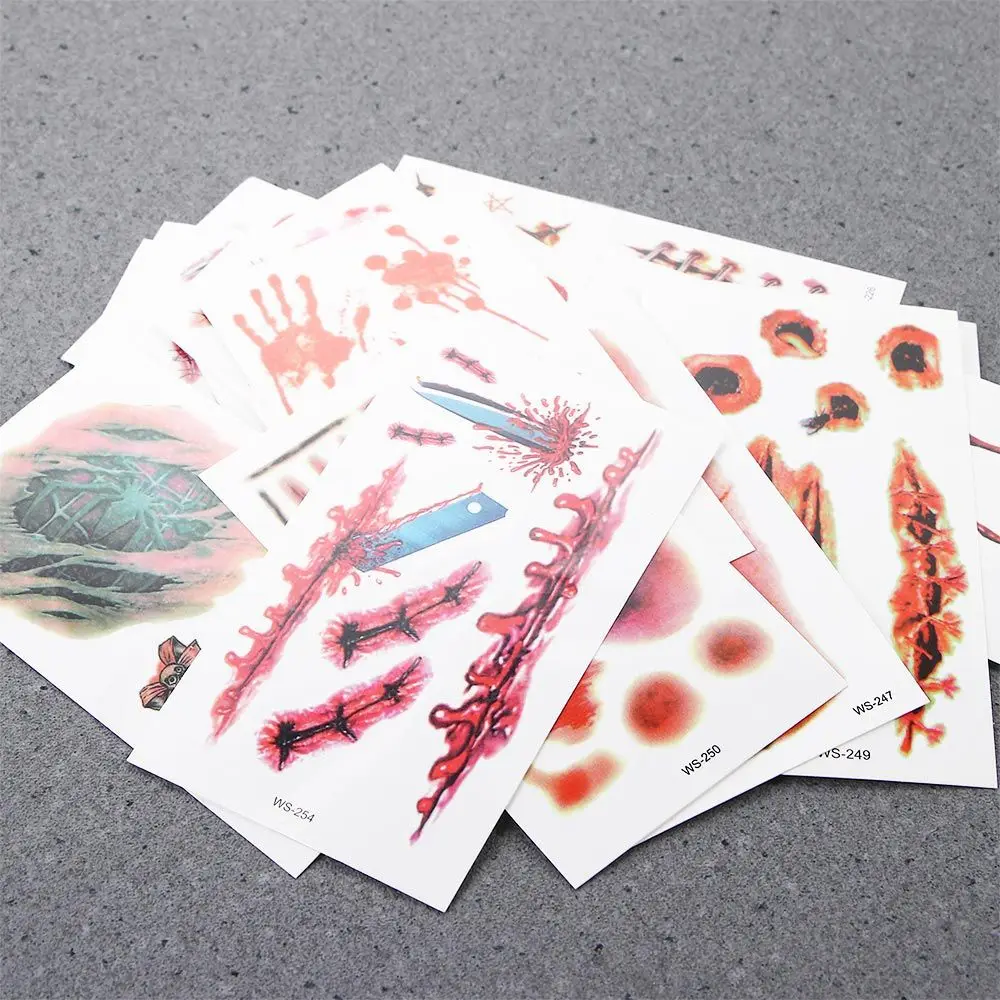 

30Pcs/Set Women Party Face Body Art Horror Wound Temporary Tattoos Halloween Tattoo Stickers Horror Scar Fake Tattoo