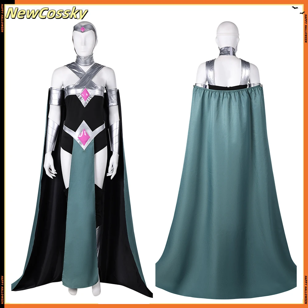 Adult Circe Cosplay Jumpsuit Cloak Crown Super Villain Uniform Costume TV Commandos Outfits Halloween Carnival Women Suit