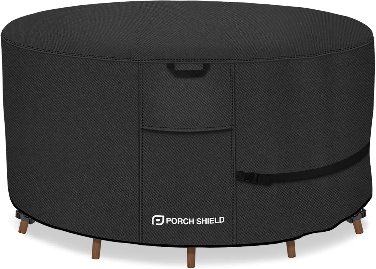 

Round Patio Furniture Cover 96 inch - Waterproof 600D Heavy Duty Outdoor Table and Chairs Cover with Straps, Black