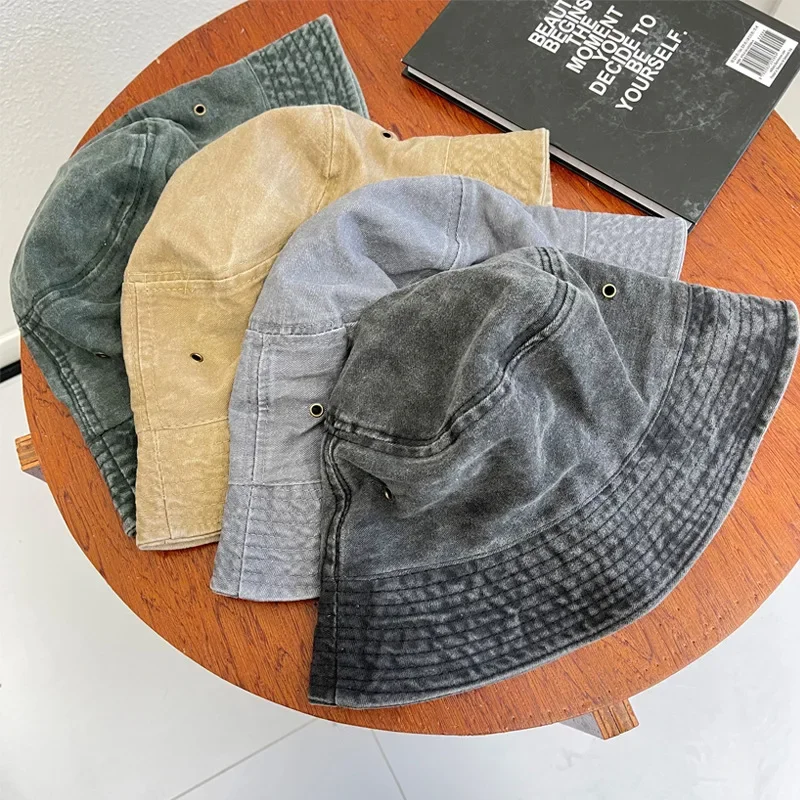 Chapeau en denim délavé pour hommes et femmes, chapeau de poisson Suffolk, casquettes Bob unisexes, chapeau Hip Hop Gorros, andercoupe-vent