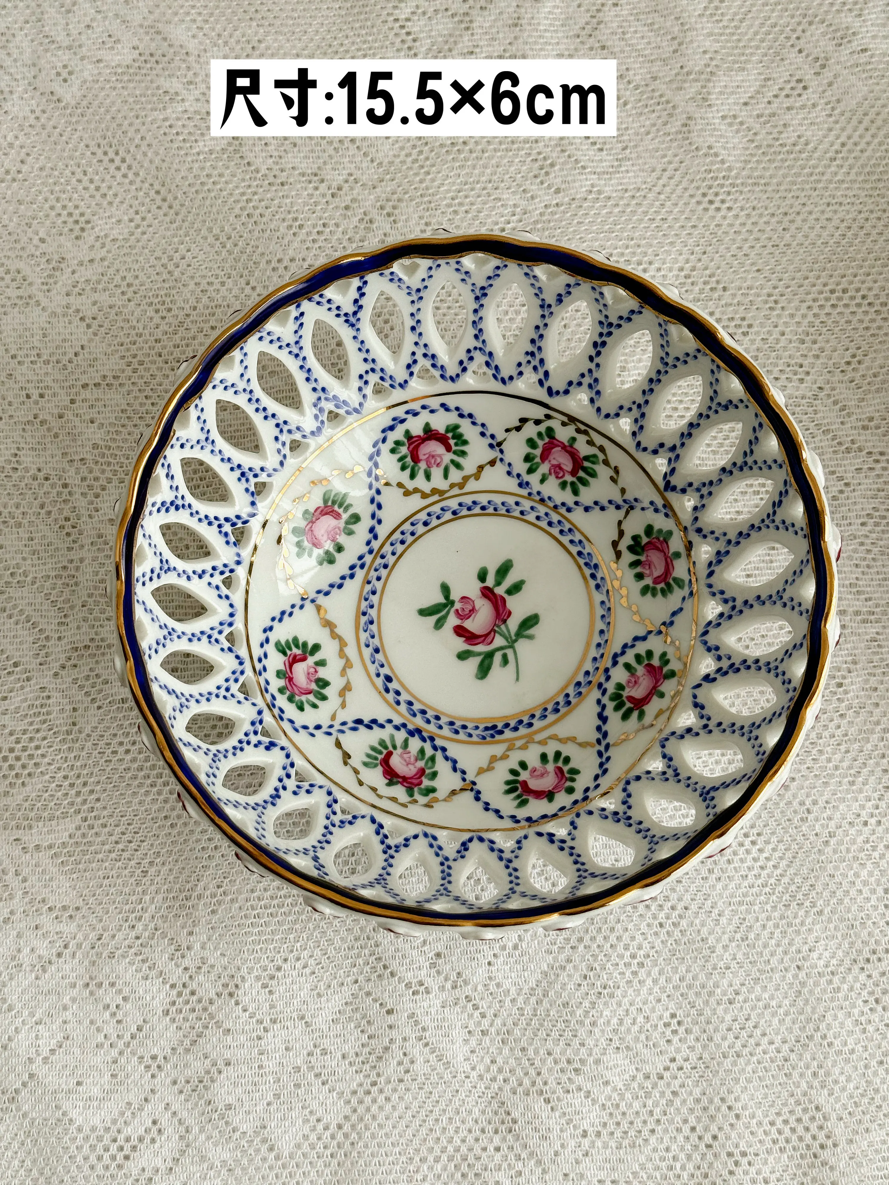 Old European Paris Style Medieval Pure Hand-painted Thread Empty Plate Fruit Plate Snack Plate