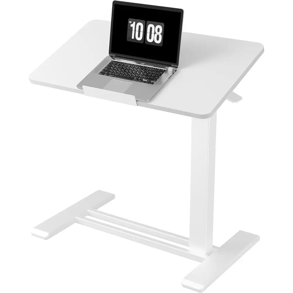 

Adjustable Mobile Standing Desk with Wheels, 90° Swivel, Portable Laptop Desk, Rolling Computer Cart, Overbed Table (27.6 W x 15