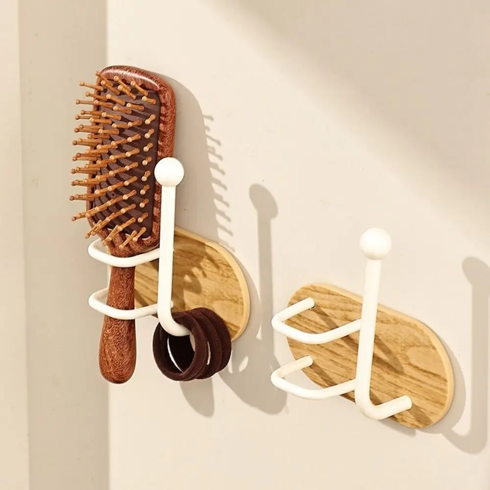 2 Pieces Wall Mounted Hair Tie Storage Rack Rust-proof Iron Comb Holder Waterproof Retro Hair Accessories Organizer for Bathroom view 4