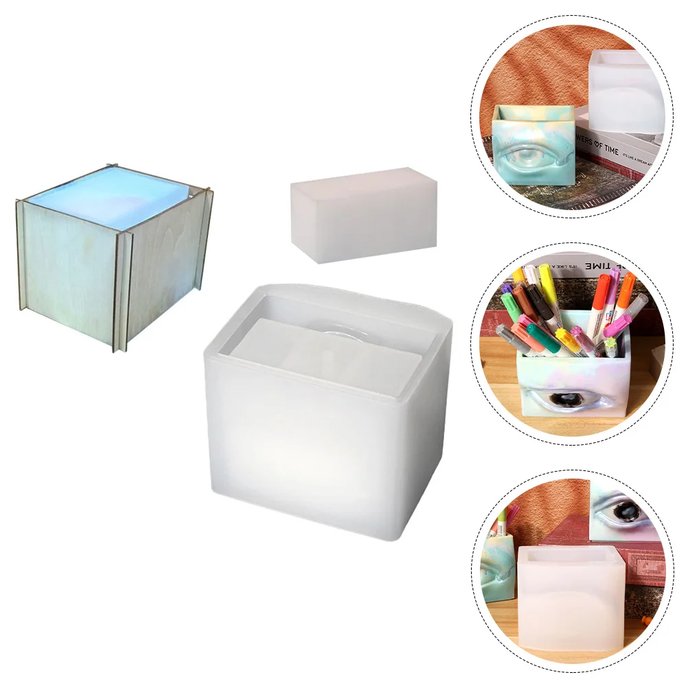 

1 set 1 Set Flower Pot Silicone Mold For Resin Diy Crafts Storage Box Making Flexible Reusable Epoxy Mold Pen Holder Desktop