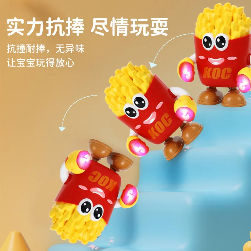 Zabawki elektryczne dla dzieci kreatywna zabawa tańczący robot z frytkami z oświetleniem muzyka tańczący słoń interaktywna zabawka prezent urodzinowy