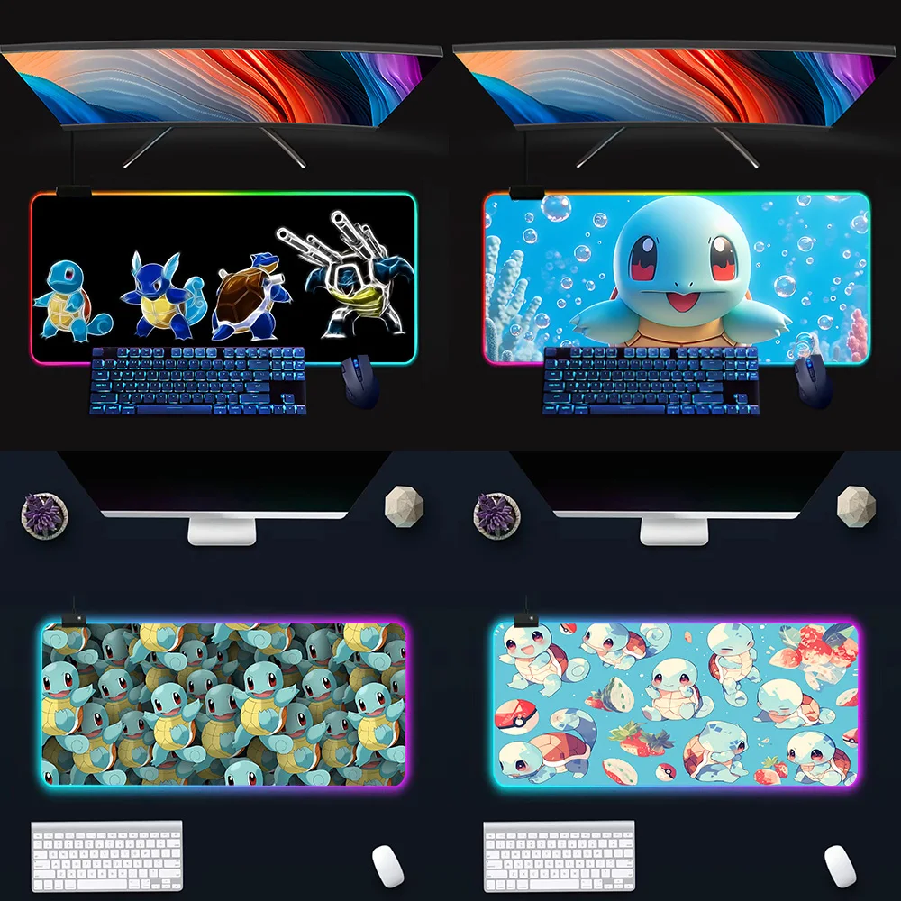 

Pokémons-Squirtles RGB Pc Gamer Keyboard Mouse Pad Mousepad LED Glowing Mouse Mats Rubber Gaming Computer Mausepad