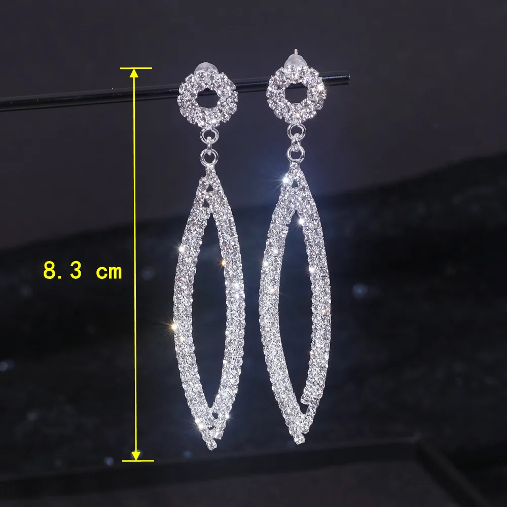 Sparkly Rhinestone Geometric Drop Earrings for Women Crystal Long Dangle Earrings Birthday Party Brides Wedding Jewelry Gifts
