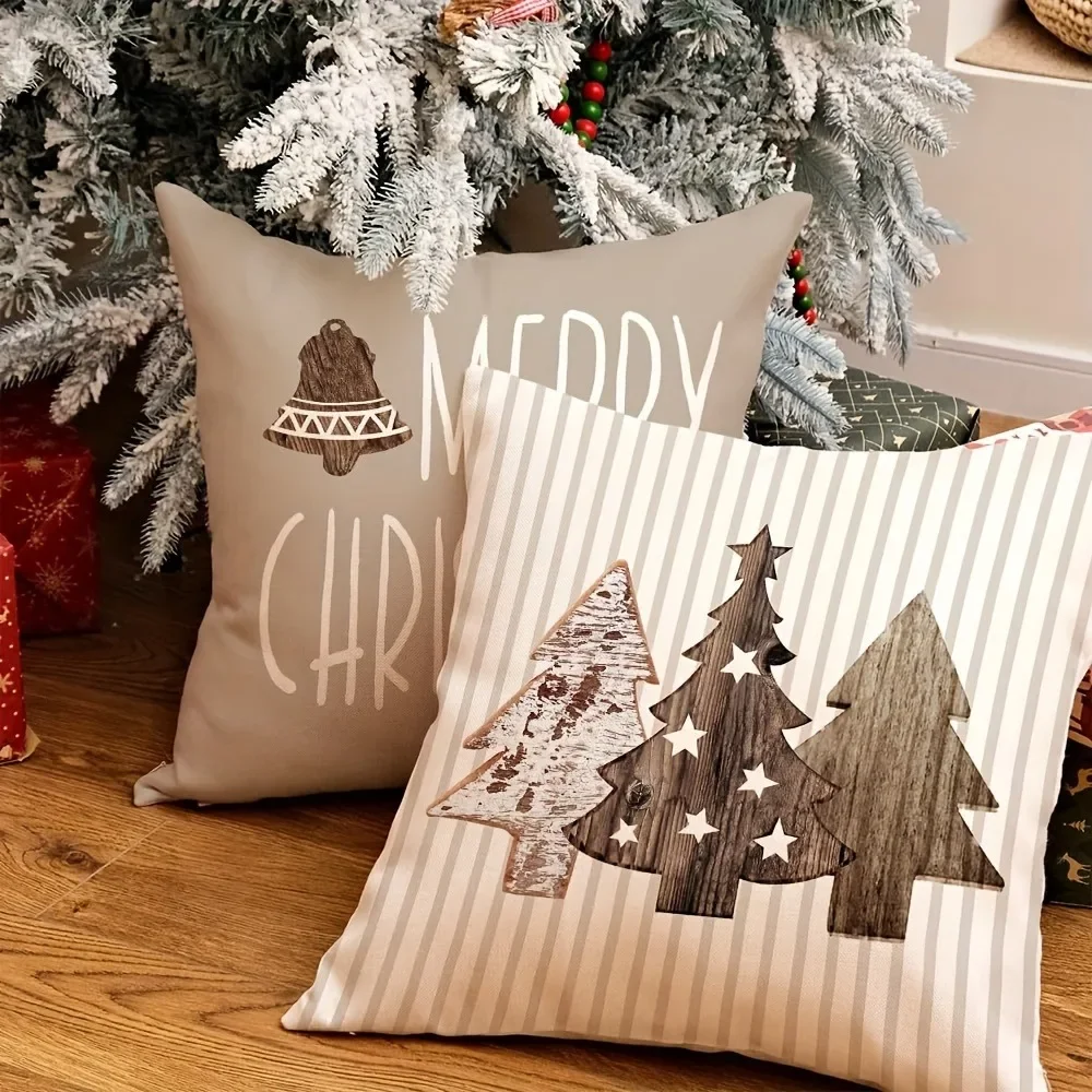 Christmas decoration pillow cover Christmas gingerbread tree pattern living room sofa cushion cover home farmhouse decoration