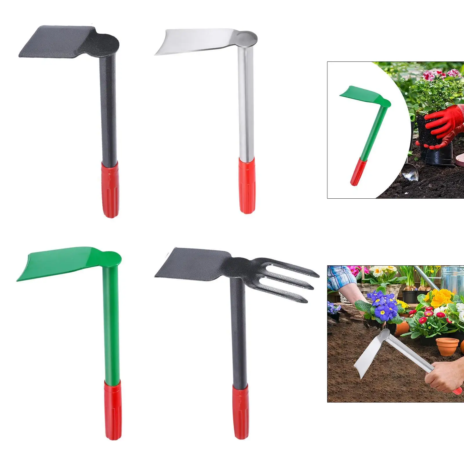 Garden Hoe Multifunction Gardening Tool Portable 35 cm Sturdy Carbon Steel Handy Hoe for Planting Transplanting Loosening Soil