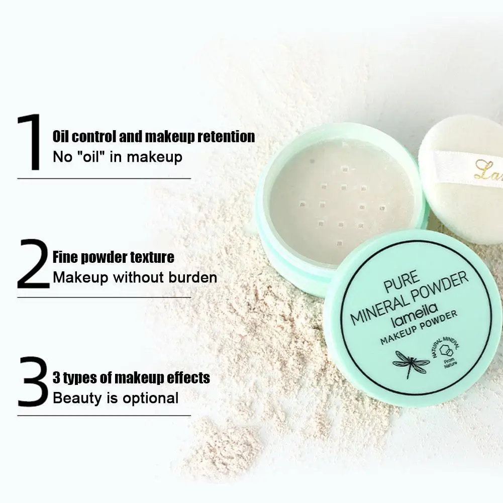 Brighten Skin Mint Mineral Powder Matte Soft Oil Control Powder Makeup Loose Powder Makeup Setting Waterproof Face Finish P3N0