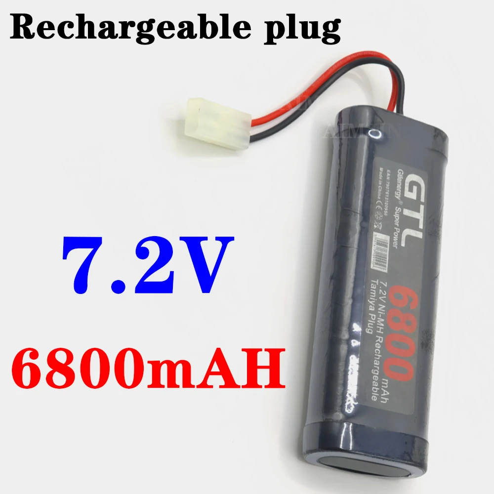 7.2V 6800mAh 고용량 니켈수소 충전식 배터리 타미야 플러그 포함 RC 자동차 트럭 보트 탱크용 - RC 차량 배터리