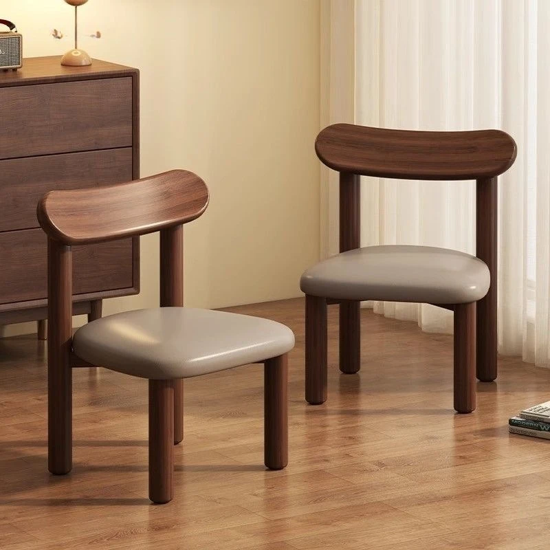 Solid wood stool household soft bag backrest small chair walnut small bench living room pier low stool