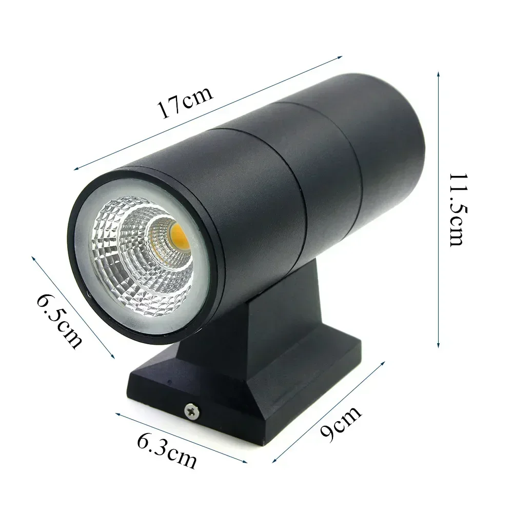 

Outdoor Decorative IP65 Waterproof Wall Lamp Up Down Dual-Head Aluminum Cylinder COB LED 6W Porch Lights AC 85-265V