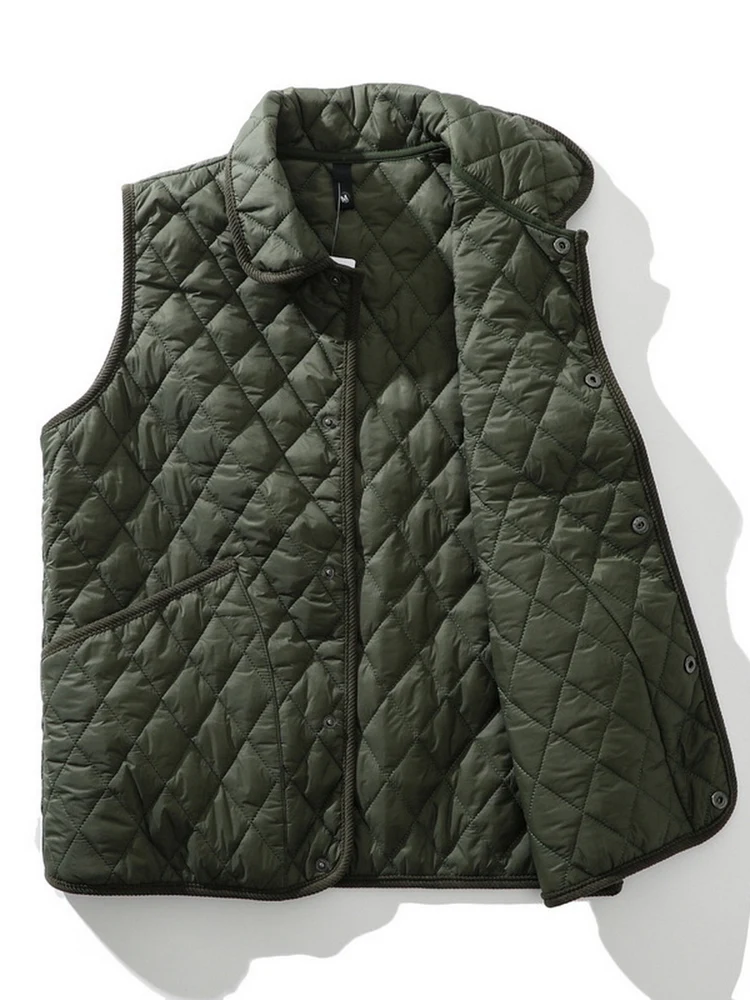 

Легкий ветрозащитный стеганый жилет из хлопка с отложным воротником, теплый, свободный, повседневный, мужской, осенне-зимний, новинка