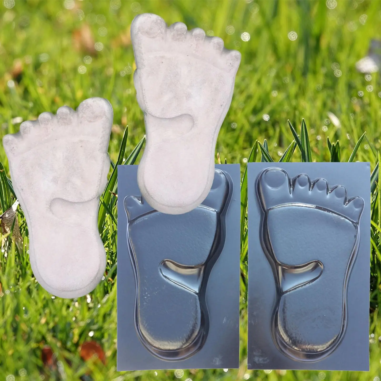 

Huge 12'' Bare Feet Footprints Stepping Stone Concrete Mold Plaster Mould