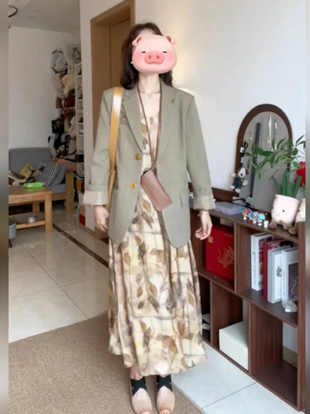 

Весенне-осенний винтажный костюм с принтом и бретелями, элегантный комплект из двух предметов премиум-класса, модный женский ансамбль больших размеров