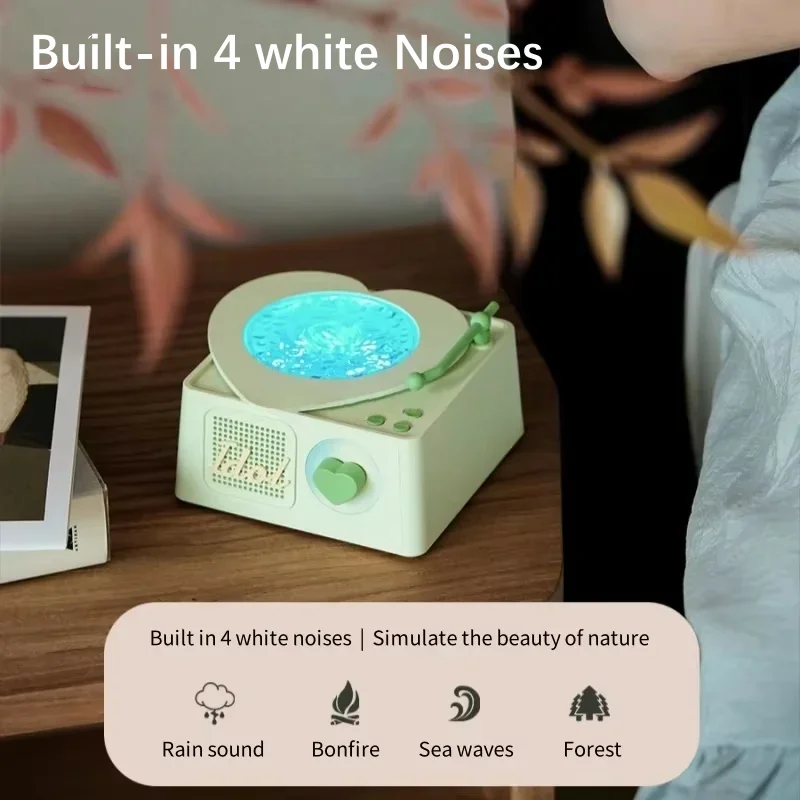 المحمولة موجة ضوء الإسقاط سمّاعات بلوتوث الضوضاء البيضاء RGB مصباح لتهيئة الجو Hifi نظام الصوت اللاسلكية TF بطاقة AUX لاعب