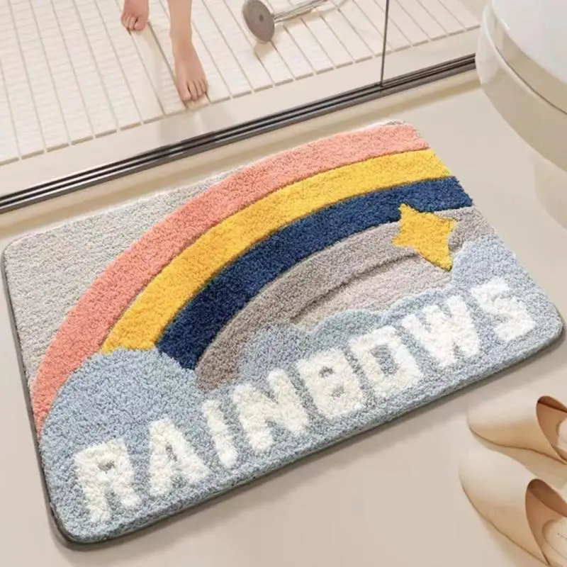 Faux-Cashmere Absorbent Non-Slip Floor Mat Cute, Soft, And Plush Household Rug For Bathrooms, Entrances, And Bedside Areas
